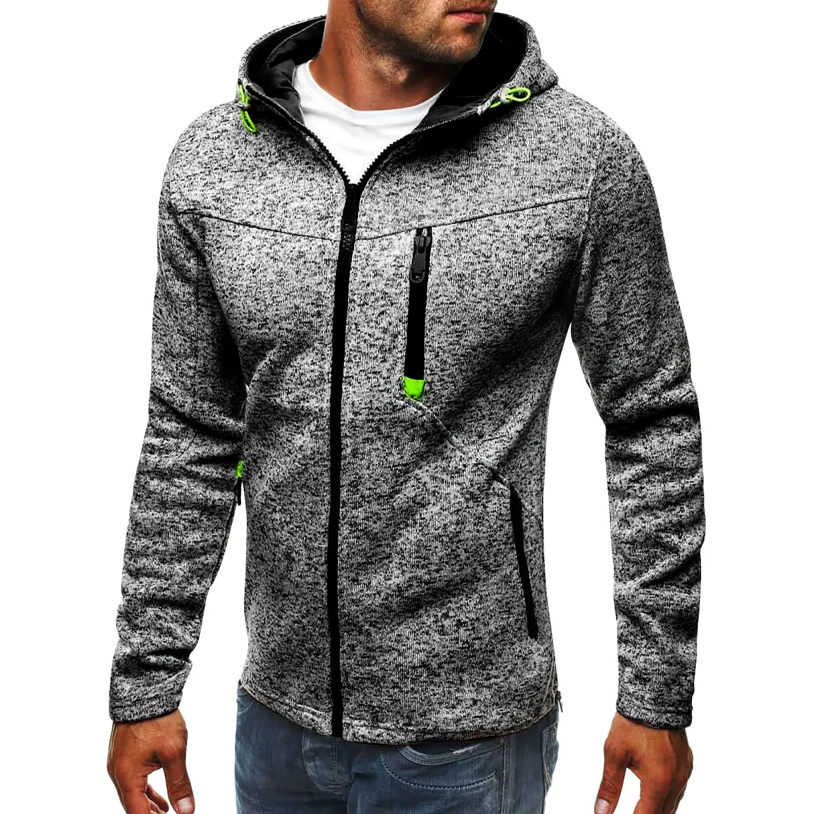 

Men's Casual Sports Sweatshirt Long Sleeve Zipper Hooded Coat Autumn Winter Casual Fashion Workout Hoodie