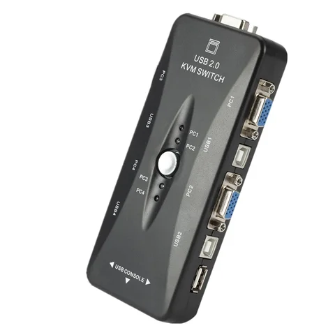Kvm-переключатель BGGQGG, 4 порта, USB 2,0, VGA, сплиттер, принтер, мышь, флешка, переключатель, 1920*1440, адаптер VGA, коробка переключения