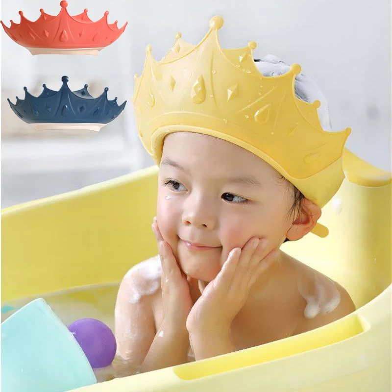 Adjustable Baby Shower Shampoo Cap Crown Shape Wash Hair Shield Hat for Baby Ear Protection Safe Children Shower Head Cover