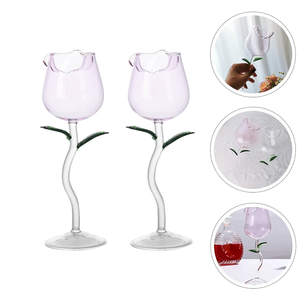 

Glassgoblet Cup Glasses Rose Cocktail Champagne Party Cups Red Clear Flower Drinking Whiskey Tumbler Shot Decorative Beveragefor