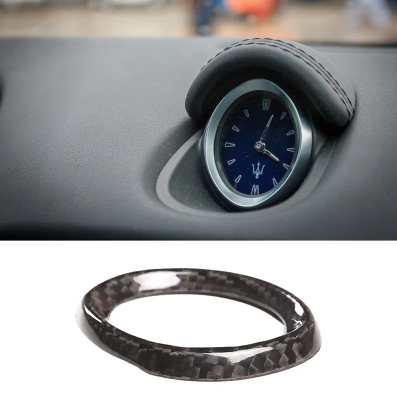 

Car Interior Dashboard Clock Cover Decoration Frame Real Carbon Fiber Modified Sticker for Maserati Ghibli 2014-2021