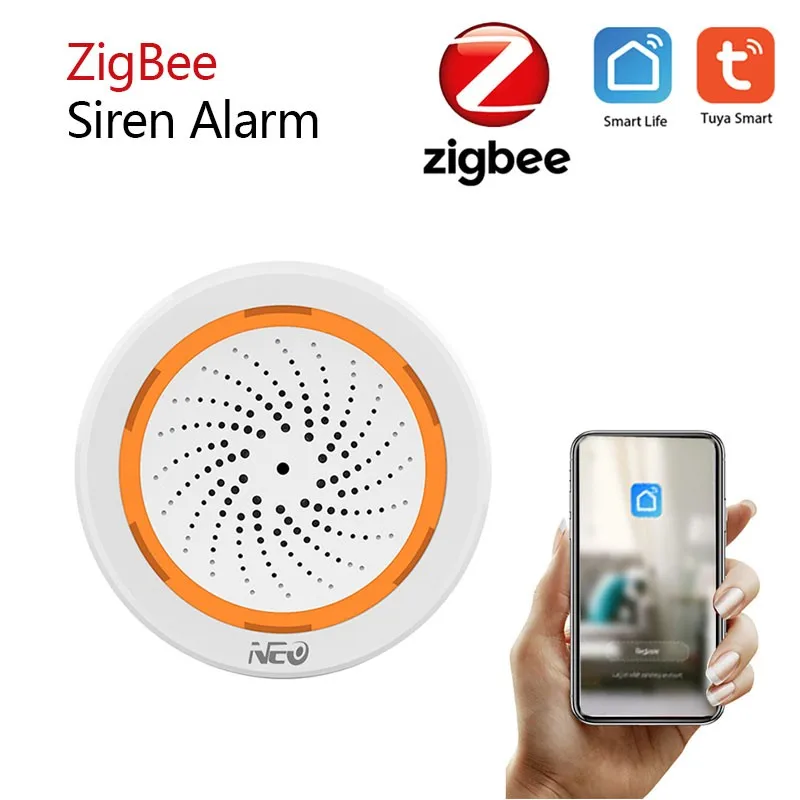 NEO ZigBee Tuya Smart Siren Датчик сигнализации 90 дБ звука и света USB Charing 2 в 1 Life Automation Scene