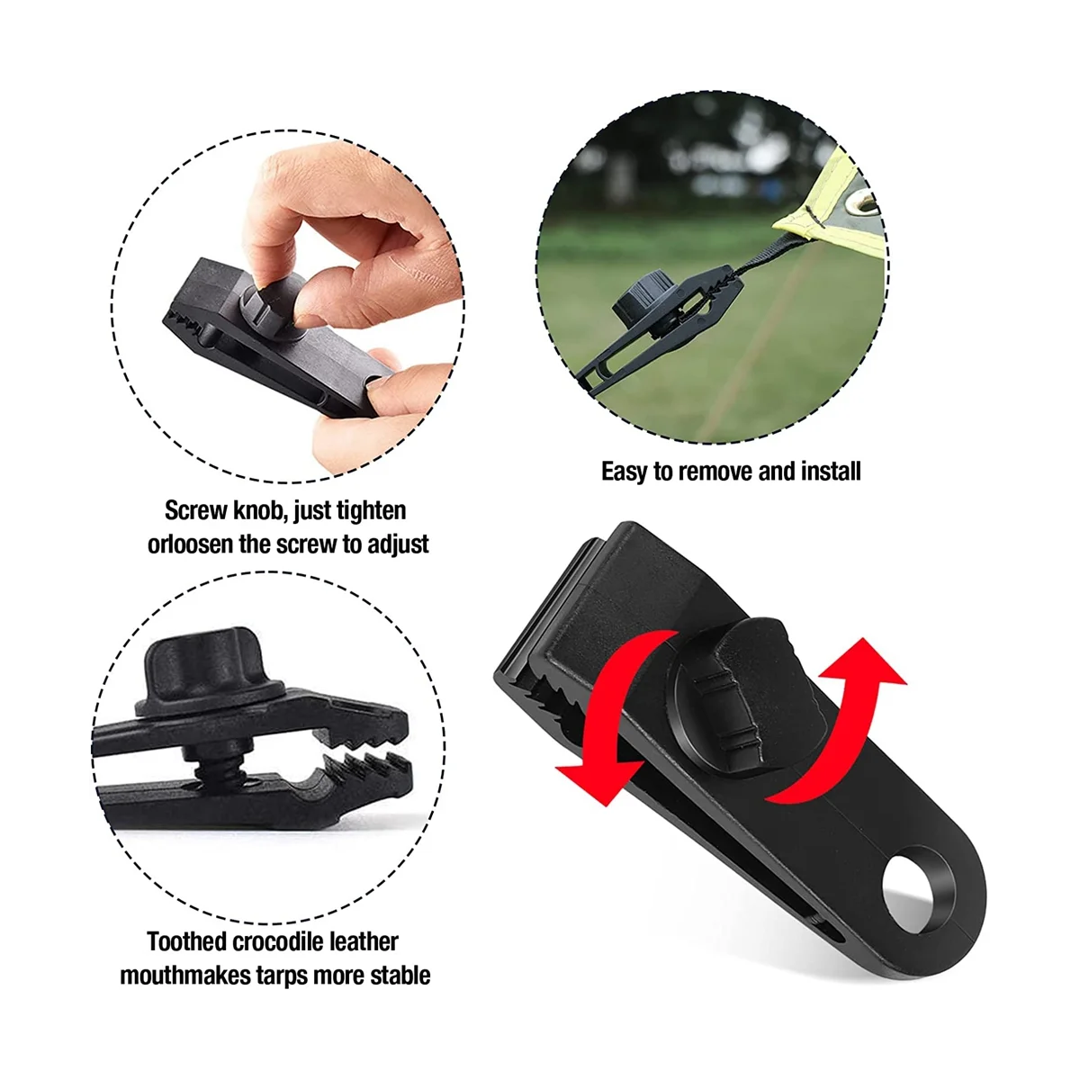 

24 PCS Tarp Clips Heavy Duty Lock Grip Awning Clips,Tarp Clamps Tarp Fasteners,Tent Clips Pool Awning Cover Bungee