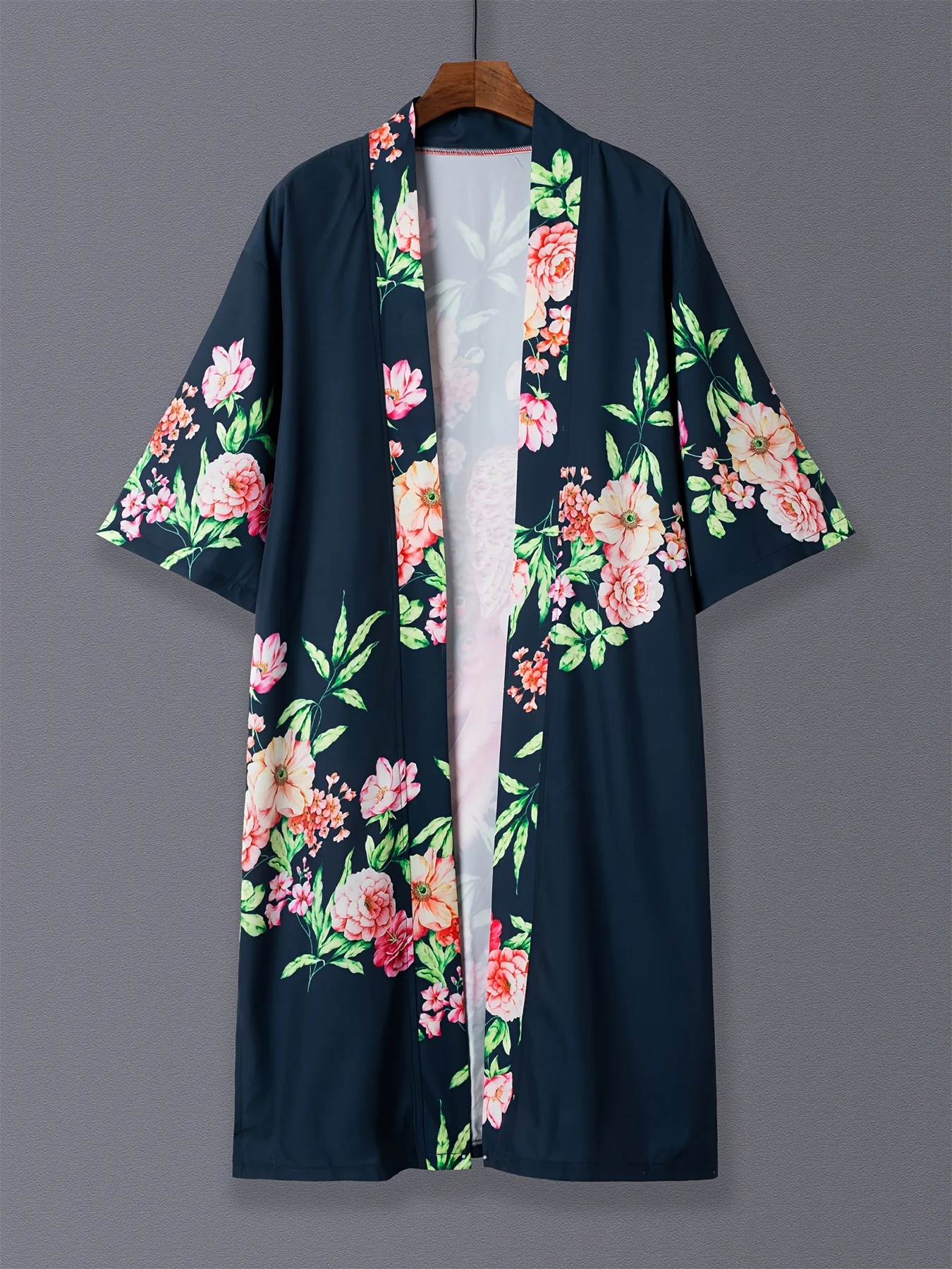 Кимоно женское средней длины с цифровым принтом Элегантный Приталенный кардиган