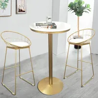 Nordic Bar Stool High Chair Wrought Iron Bar Chair Gold Stool Modern Dining Chair Nordic Leisure Outdoor Furniture HY50CT