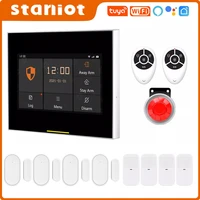 staniot tuya smart wireless wifi home security burglar alarm system kits with operation interface and voice prompt 10 language