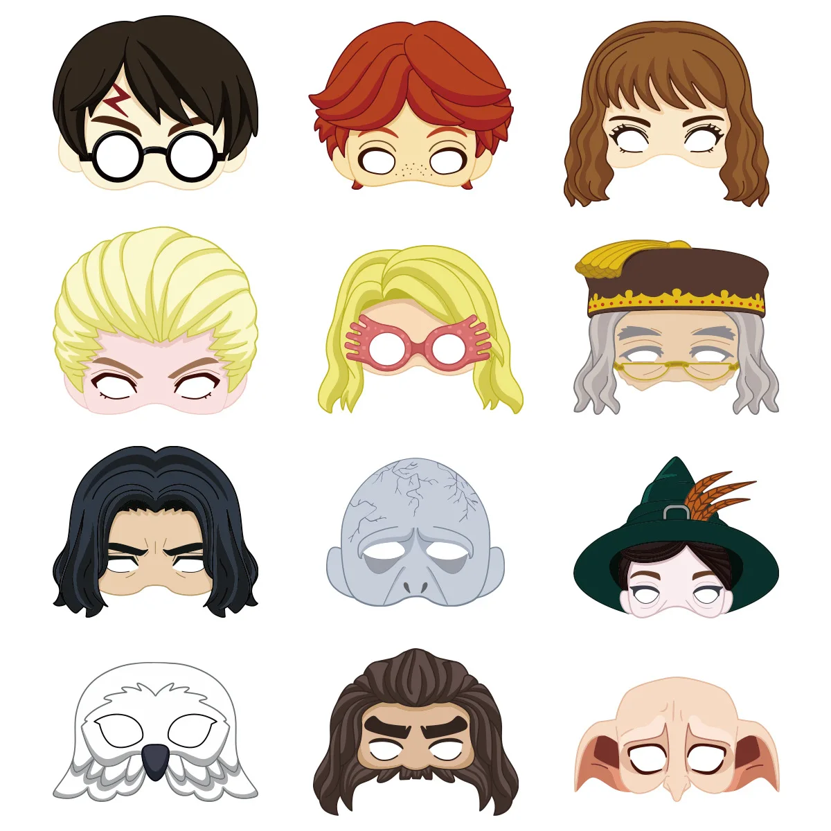 

Новинка, 12 шт., маска Гарри Поттера, искусственное украшение, набор, подарок на день рождения, крутые аксессуары для Хэллоуина, любимое украшение для мальчиков и девочек