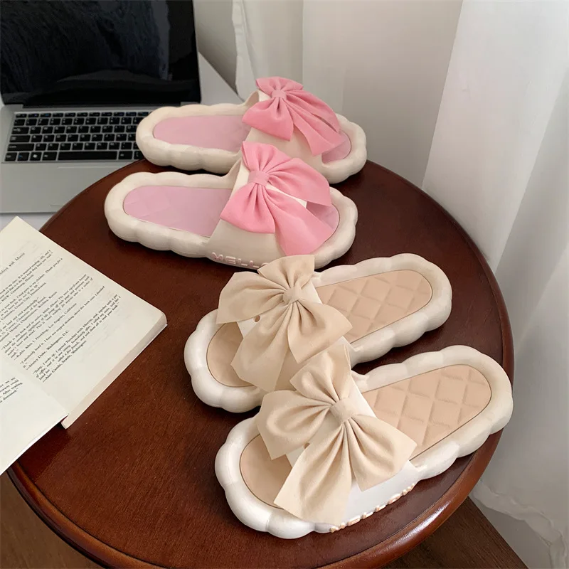 

Тапки женские домашние, мягкие Нескользящие, удобные, с бантом, повседневные, индивидуальная дезодорирующая обувь для ванной