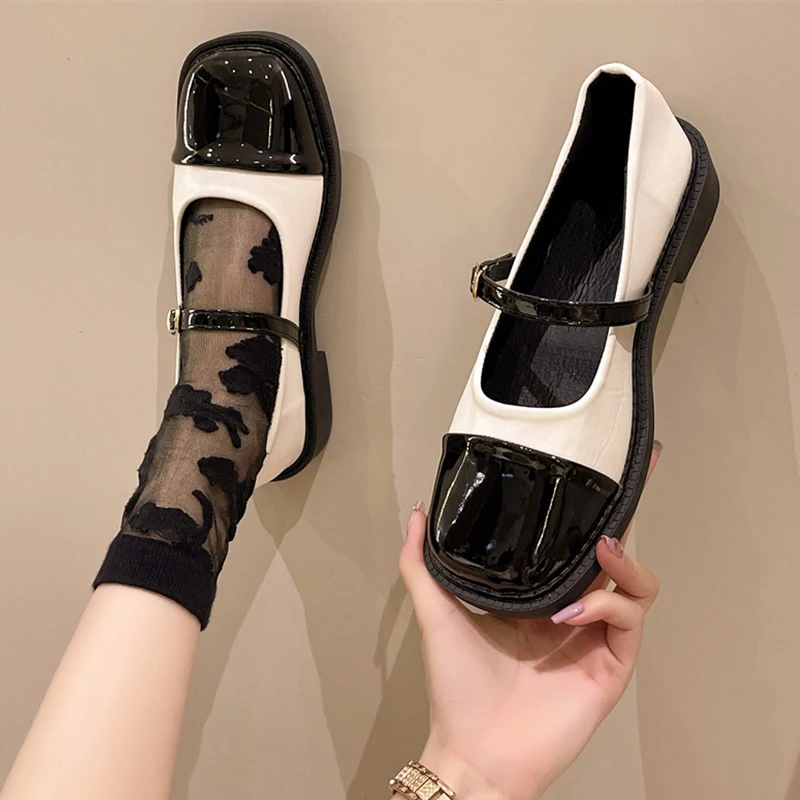

British Style Casual Woman Shoe Round Toe Female Footwear Oxfords Modis Preppy Summer New Dress Leather 2022 Fabric PU Mary Jane