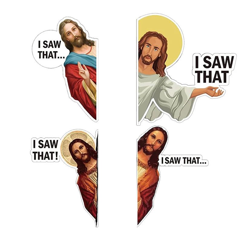 

10pcs I Saw That Funny Car Sticker Christian Jesus Faith Stickers Gifts