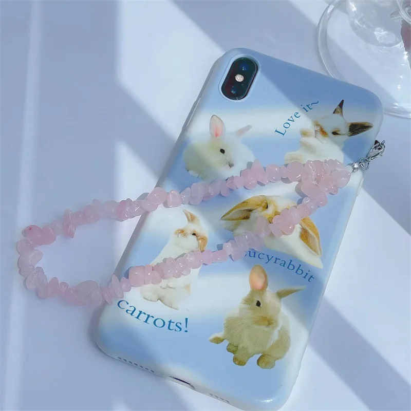 Color Crystal Stone Key Chain Ladies Fashion Cute Romantic Vintage Keychain Charm Korea 90s Aesthetic Phone Chain Decoration New