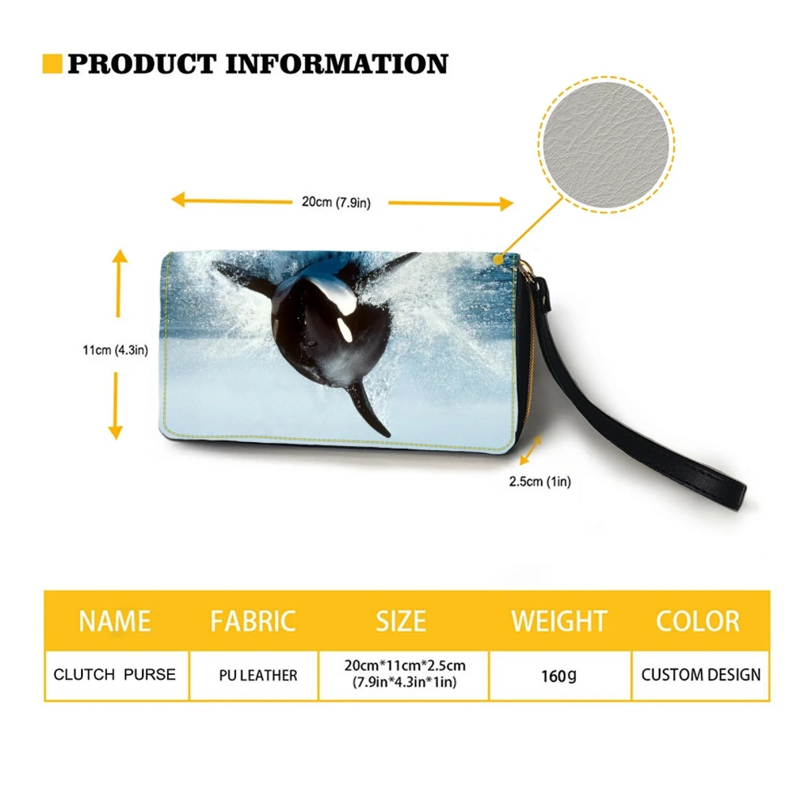 Belidome Women Clutch Zip Around Orca Wallet With Coin Pocket Credit Card Holder Purse Long PU Leather Cash Bags With Wristlet