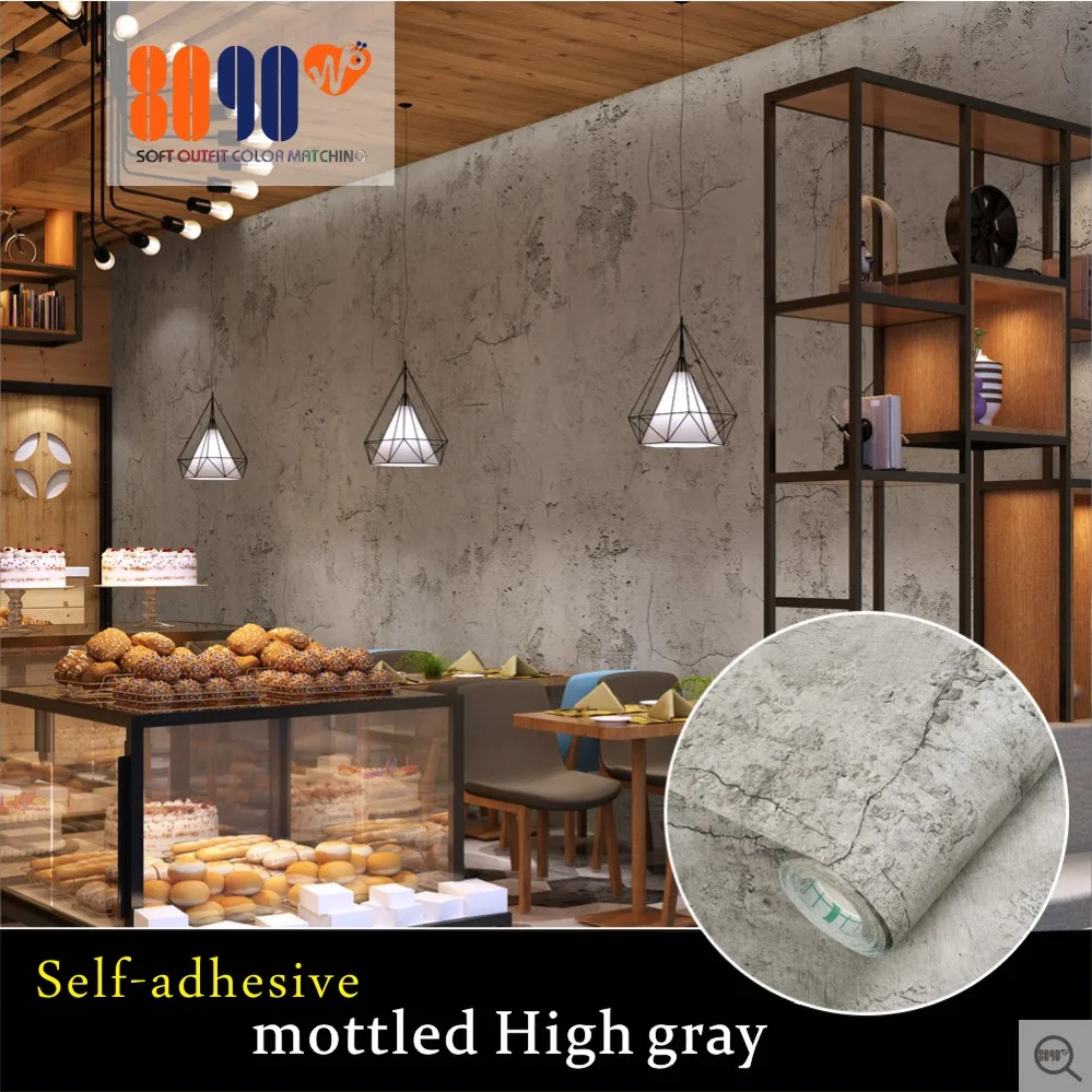 

Винтажные самоклеящиеся обои цементного серого цвета для стен, гостиной, бара, кафе, ресторана, водонепроницаемая настенная бумага из ПВХ д...