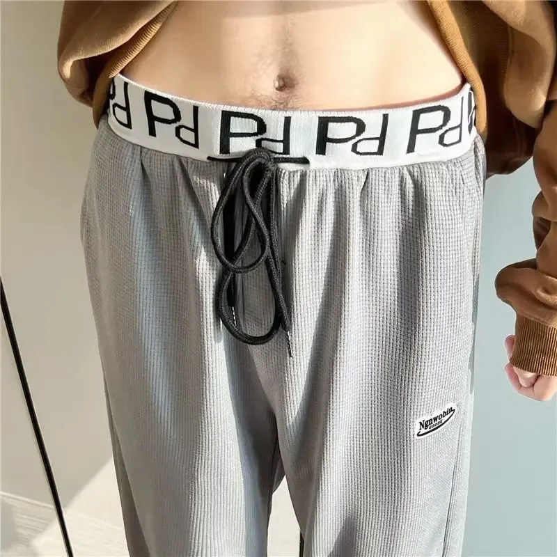 Осенние простые повседневные брюки с буквами для мужчин и женщин в одном стиле