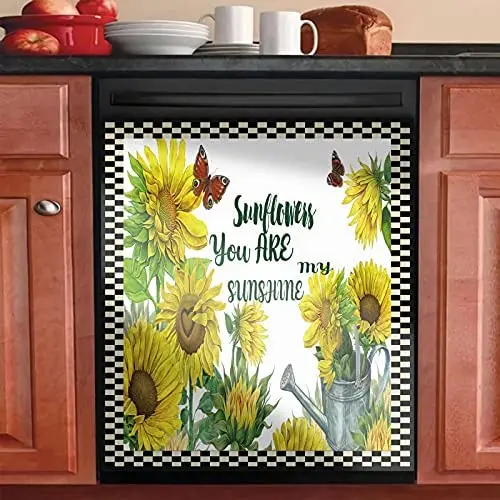 

Beimmortal You are My Sunshine Sunflower Dishwasher Magnet Cover Sticker Butterfly Magnetic Decal Decoration Sunflower Kitchen D