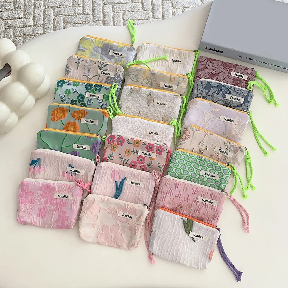 

Модные Кошельки для монет с цветочным узором, маленький свежий холщовый Кошелек для монет, Женский кошелек для девушек, для наушников, для монет, ключей, сумка для хранения денег, сумка на молнии