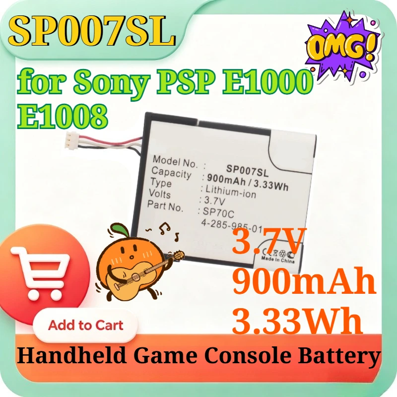 Фото Аккумулятор Li-ion SP007SL 3.7V 900mAh 3.33Wh для портативной игровой консоли Sony PSP E1000 E1008 SP70C (замена 4-285-985-01) №1