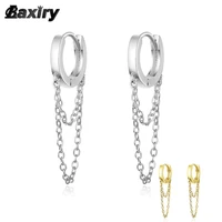 silver colour woman earring hoops luxury minimalism huggie earrings sleeper fashion 14k gold original trend chain jewelry