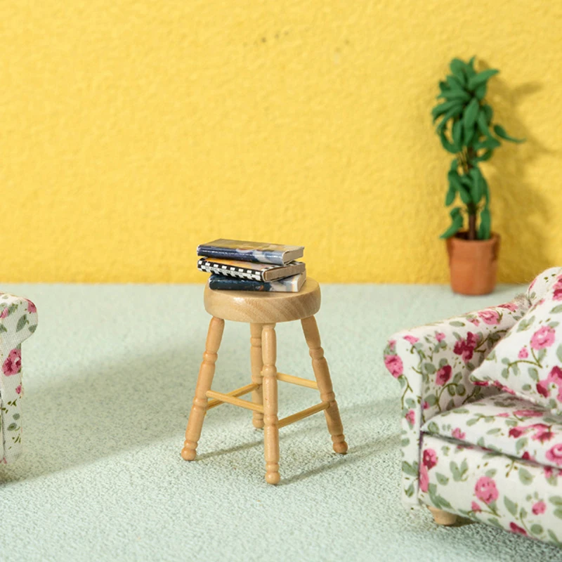 

Dollhouse Miniature Simulation Log Round Stool Model DIY Accessories Toy Ornaments High Stool