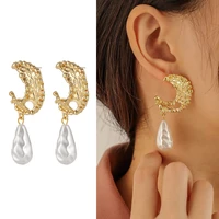 metal baroque pearl drop earrings for women retro gold pearl earring party gift fashion earrings jewelry women%e2%80%99s earring