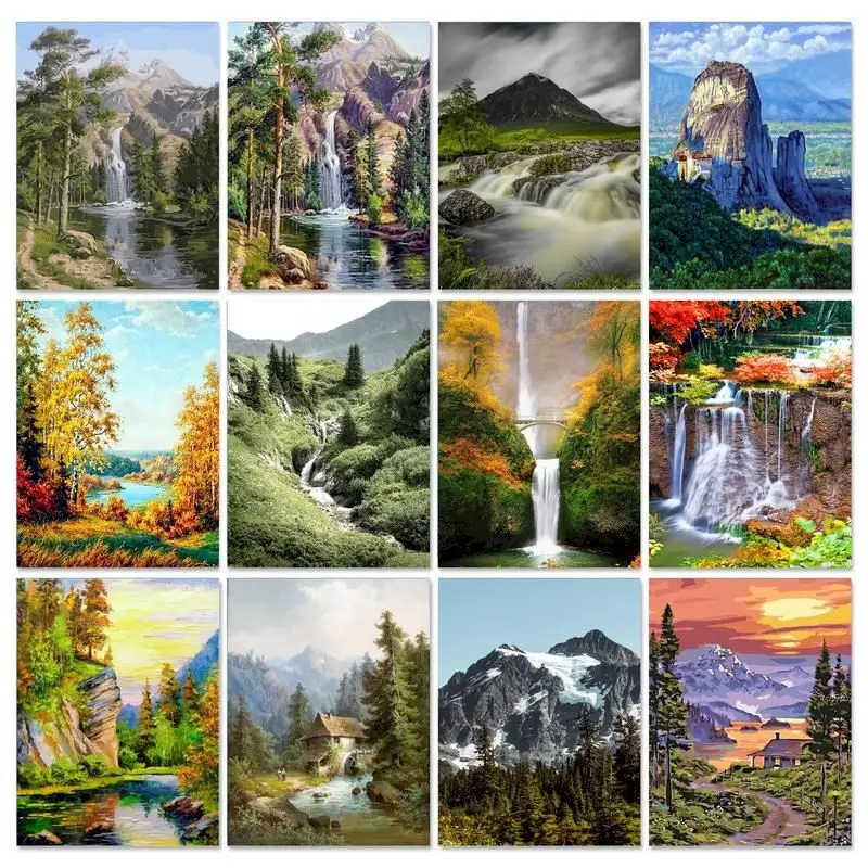 

GATYZTORY Diy Frame Painting By Numbers 40x50cm Mountain Scenery Drawing Coloring By Numbers Handicrafts For Personalized Gift
