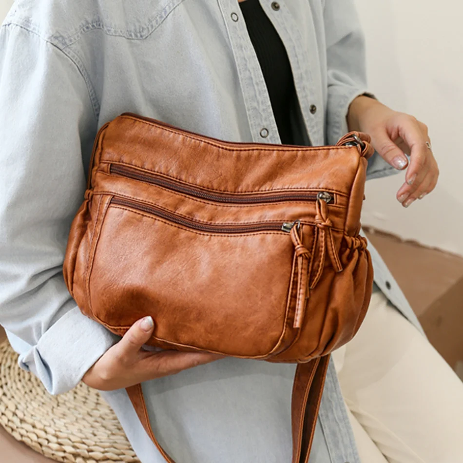 

Трендовая женская сумка на плечо 2023, Высококачественная сумка через плечо из искусственной кожи, мягкая женская сумка-мессенджер с эффектом потертости, новая женская сумка, кошельки