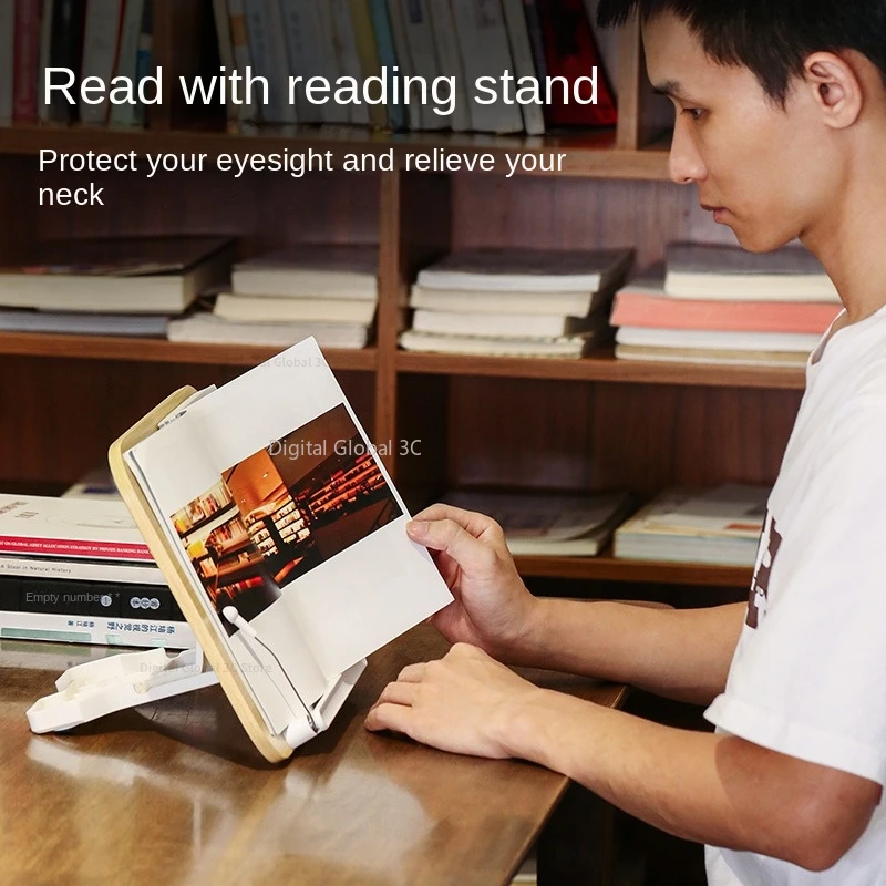 

Adjustable Book Holder Tray Wood Frame Reading Bookshelf Bracket Page Paper Clips Document Bookstand Support Tablet Recipe Stand