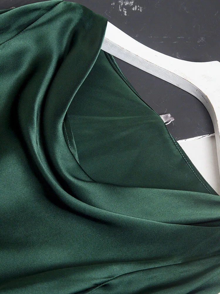 Женский тяжелый Шелковый Топ 2023 женская модная маленькая рубашка из