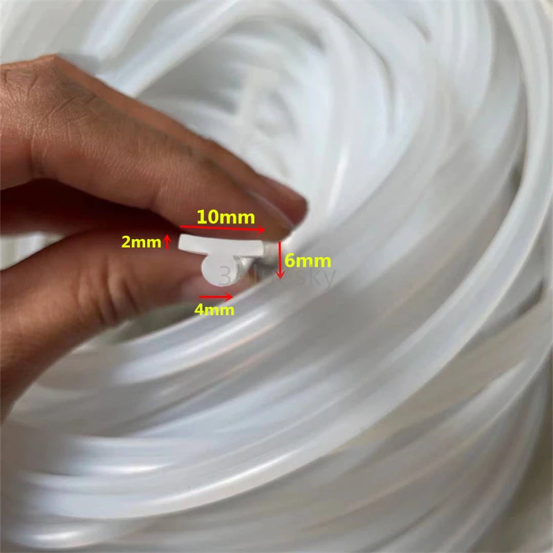 

Silicone Rubber T Round Shape Sealing Strip High Temperature Resist Insulation Bar 10x6mm Translucent