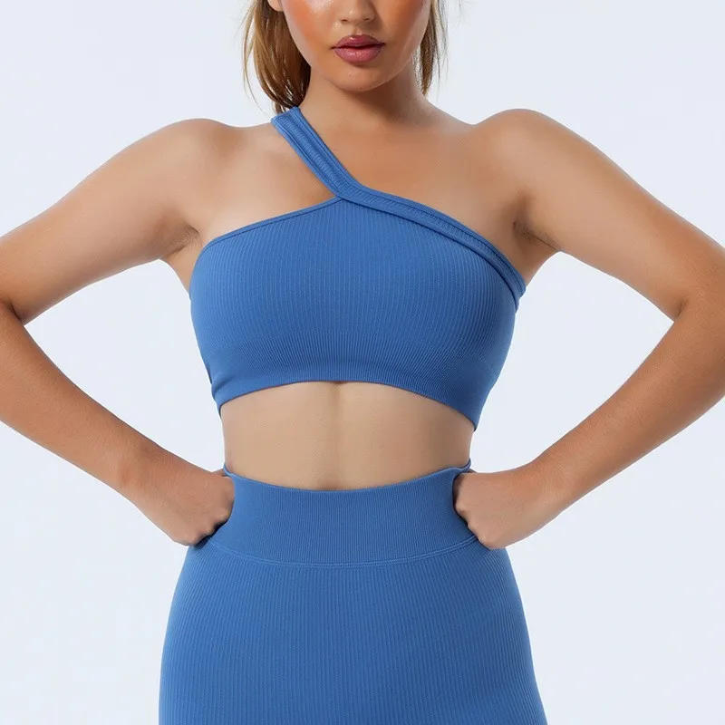 

Comfortable Single Strap Yoga Bra Running Sports Tops Women Stretch Pull Up Underwear Women Fitness Tank