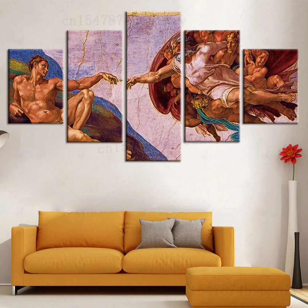 

5 панелей, Настенная картина для христианской церкви, украшение религиозной фигуры, Иисус, подвесной портрет, задний плакат, роспись, HD печать