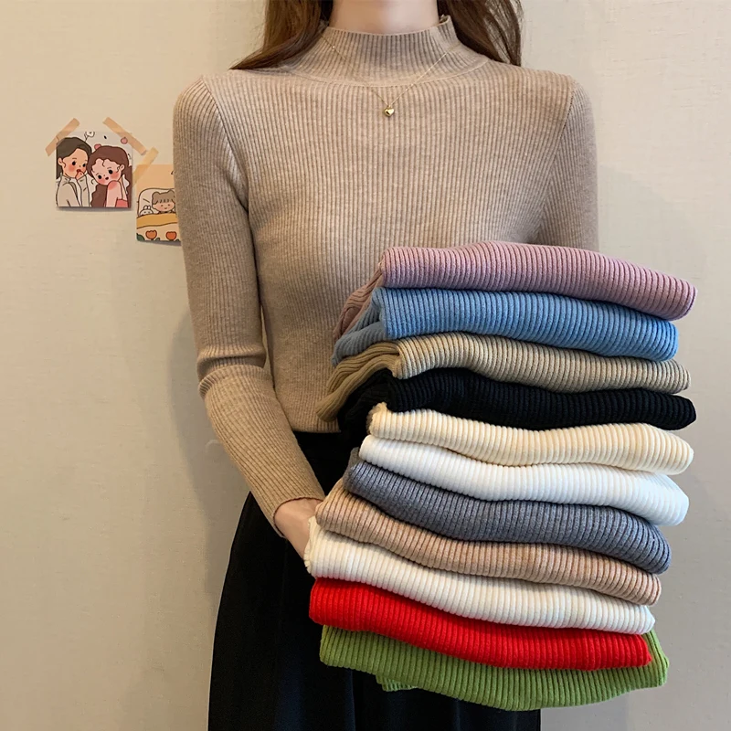 

Женский свитер-водолазка с длинным рукавом, 16 цветов