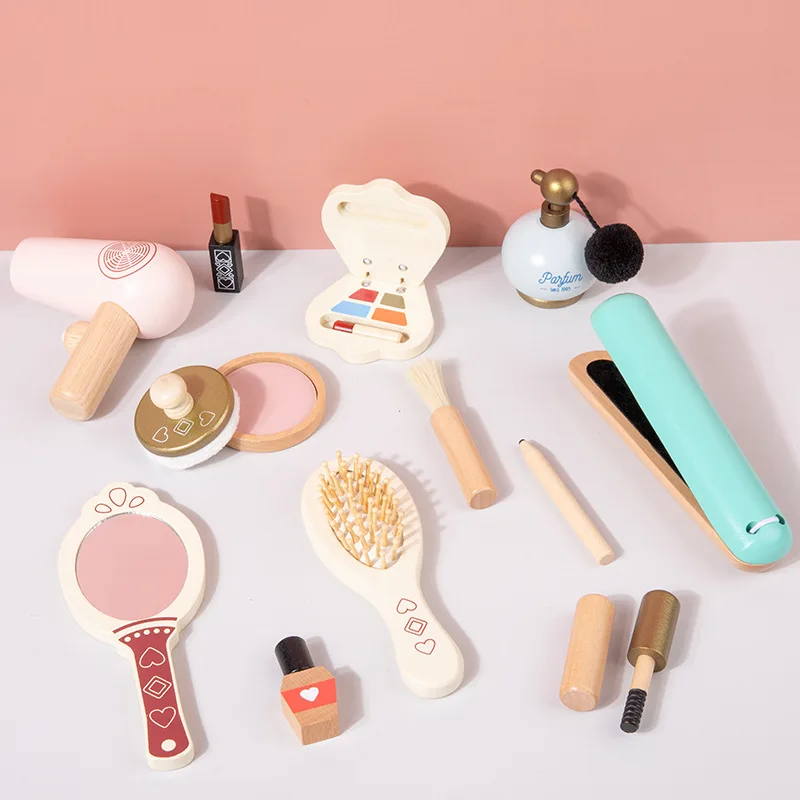 

Kids Toys Simulation Wooden Fun Toys Pretend Play Dressing Make Up Toys Set Baby Early Educational Toys For Children Gifts Girl