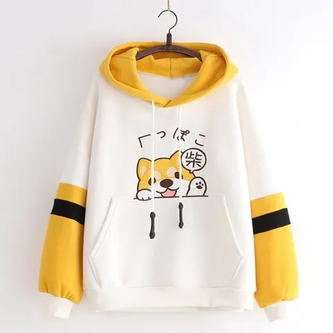 Women Hoodie Harajuku Shiba Inu Kawaii Ear Hoodie Sweatshirt Women Japanese Akita Cute Dog Embroidery Hoodies Tops Pullovers 