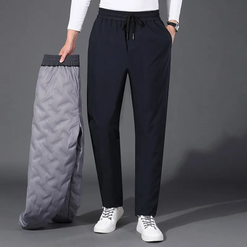 Зимние утолщенные пуховые брюки с высокой талией теплая верхняя одежда