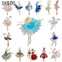 skeds exquisite crystal ballet dancer brooches jewelry pins for lady elegant womens brooch pin decorative suit clothing badges