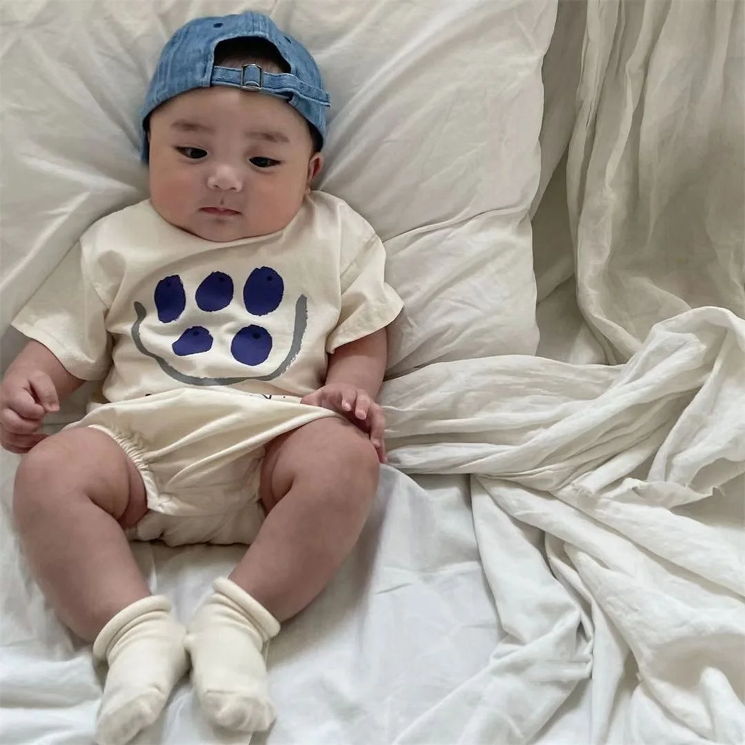 

Newborn Baby Girl Fashion Blueberry Loose Short Sleeves Bodysuit Boy Cotton Thin Breathable Bodysuit One Piece Infant Outfits