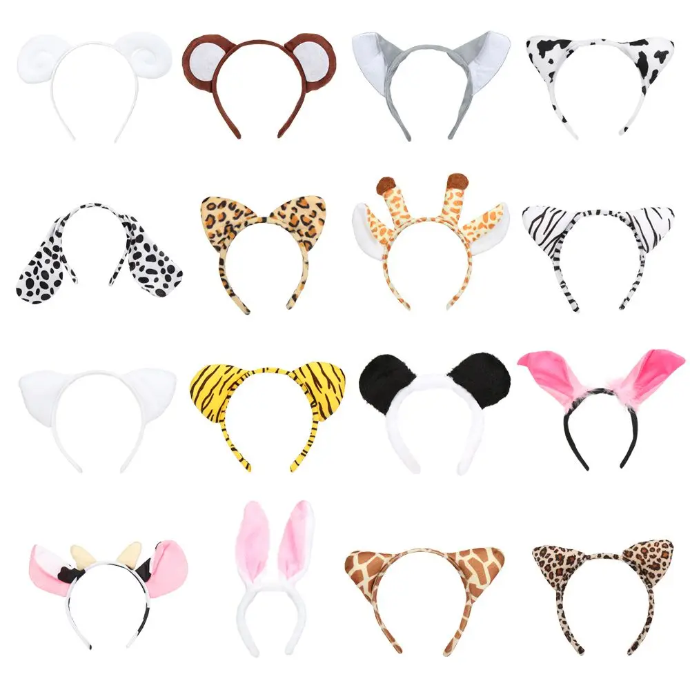 

Animals Ears Headband Cartoon Plush Dog Zebra Tiger Hair Band Cosplay Halloween Christmas Birthday Theme Party Supply