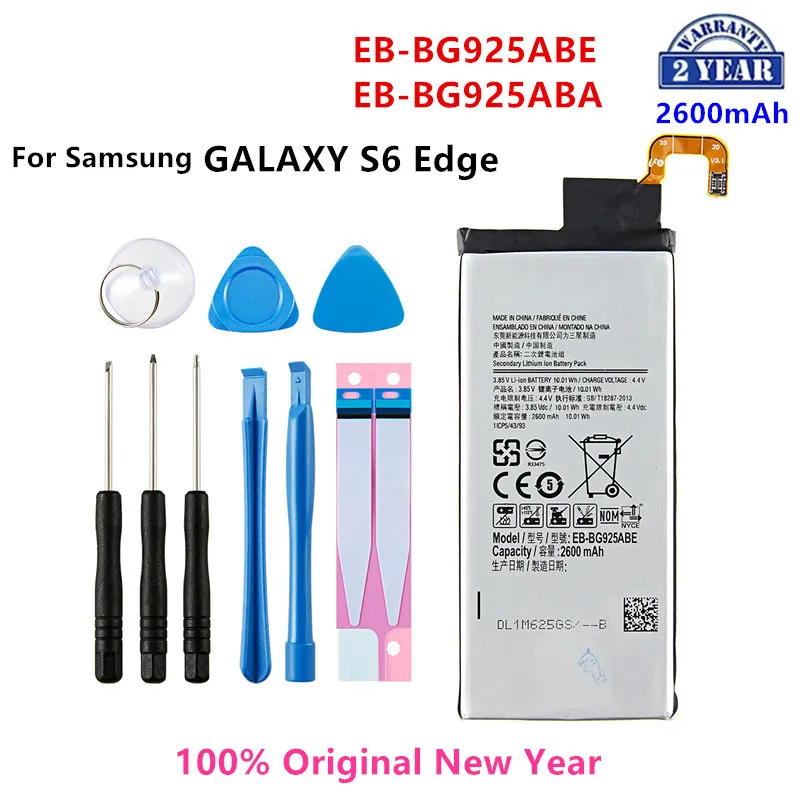 

100% Orginal EB-BG925ABE EB-BG925ABA 2600mAh Battery For Samsung Galaxy S6 Edge G9250 G925 G925FQ G925F G925S/V/A +Tools
