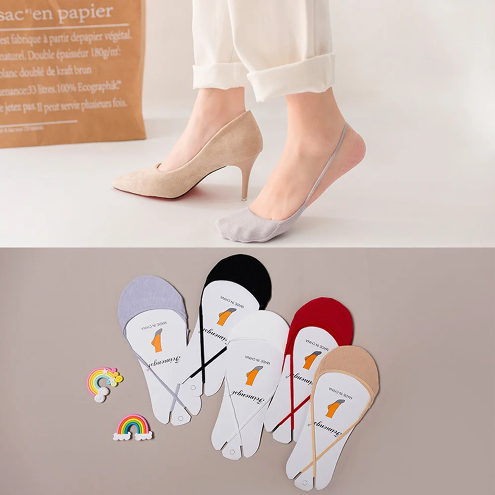 

5 Pairs Show Socks Comfortable Shallow Mouth High Heel Socks Anti-slip Invisible Socks
