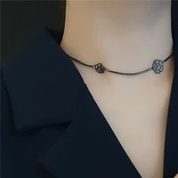 fashion choker dark niche collar rose necklace black flower necklace female short flower collarbone chain jewelry