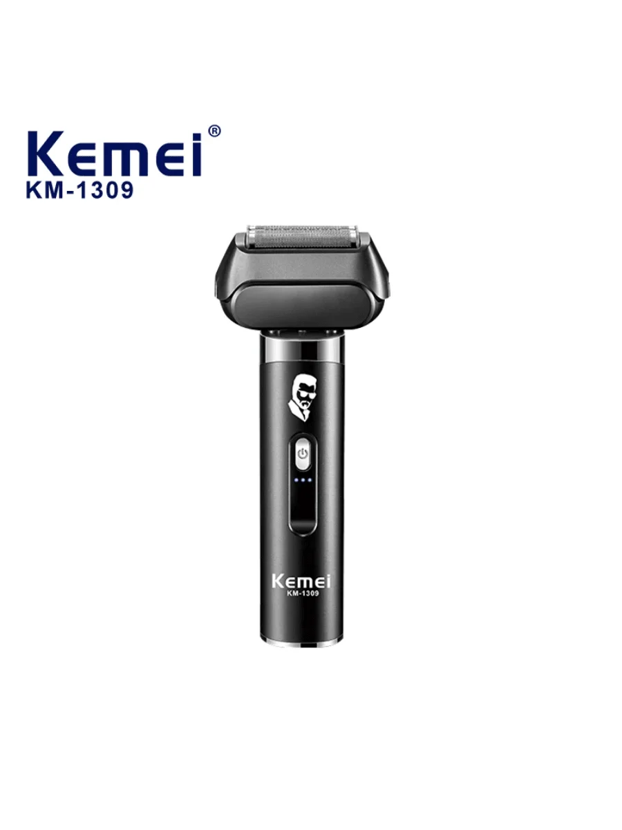 Быстрая перезаряжаемая бритва Kemei для бороды Мужская с ЖК-дисплеем