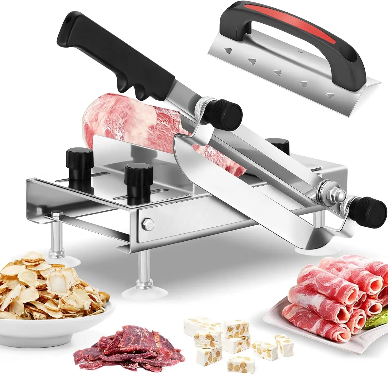 

Slicer Manual Meat Slicers Stainless Steel Ginseng for Home Use Beef Mutton Roll Bacon Cheese Nougat Deli Shabu Shabu Hotpot Ma