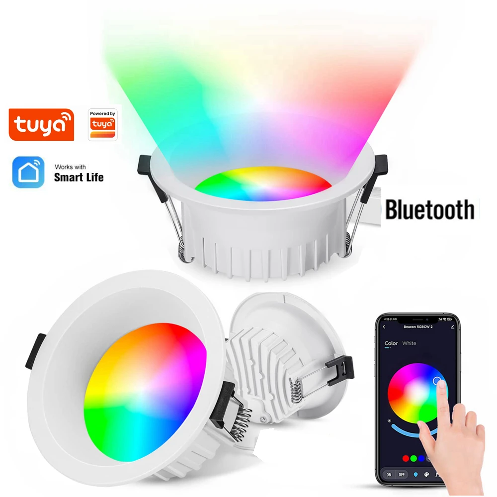 

Dimmable LED Downlight RGB CW WW Light 110/220V 10W 15W Embedded Wifi LED Tuya Bluetooth Smart Downlight Lamp Alexa Google Home