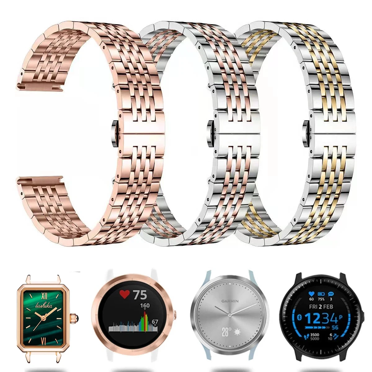 Metal Watch band for Amazfit GTS 2 2e 3 GTS2 Mini GTR 42mm 47mm GTR 2 3 watch strap 10mm 12mm 14mm 16mm 18mm 20mm 22mm 24mm