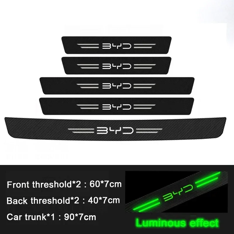 

Светящиеся наклейки на порог автомобиля для BYD Song Tang Yuan Qin Pro Plus 2025 Dolphin Seagull Atto3 GT, защита педали входа на дверь, накладка