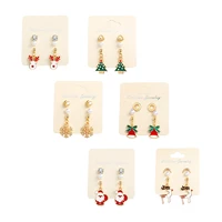 deer bell snowflake santa claus christmas tree ear earrings set christmas party gift 2019 fashion earing jewelry for women