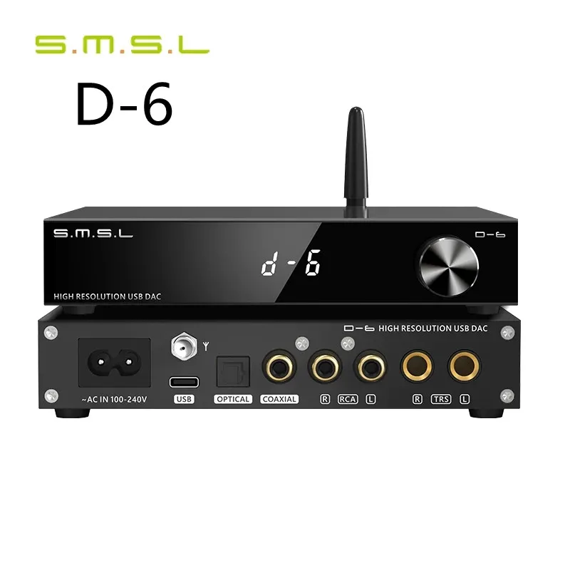 Фото Двойной декодер SMSL D-6 Ak4493s с поддержкой DSD512 PCM 768 кГц/32 бит D6 ЦАП Bluetooth 5.1 SBC/AAC/APTX/APTX HD/LDAC с дистанционным управлением №1