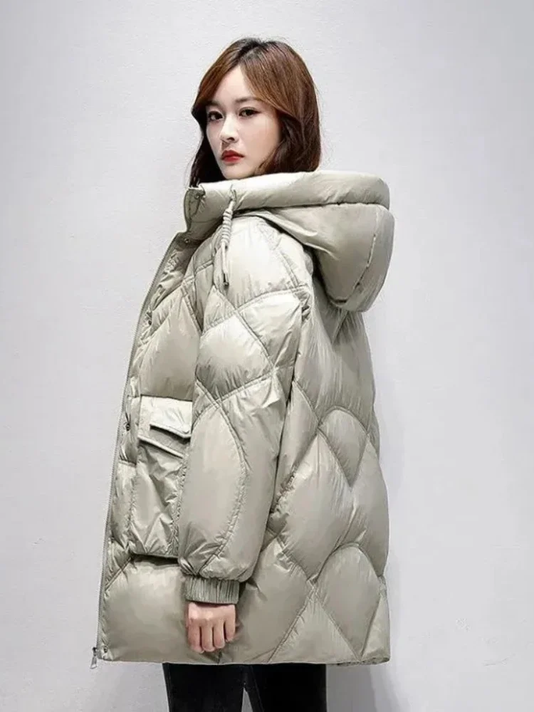 Женское зимнее пальто длинная теплая парка с капюшоном свободная Толстая