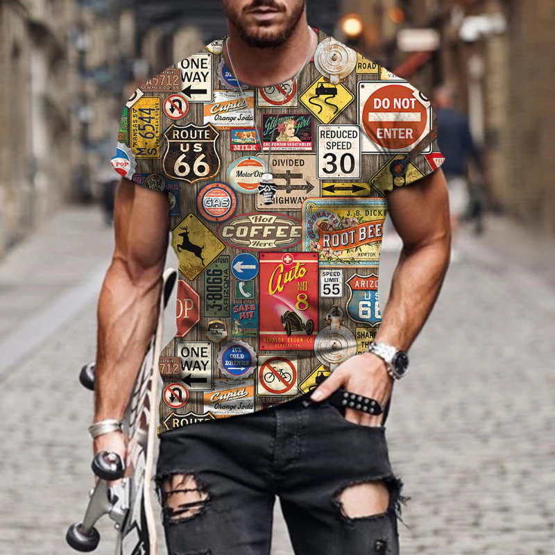 

Men's Summer T-Shirt Sports Casual Short Sleeve Personality Pattern 3D Digital Print Round Neck Classic Fashion Trend Street